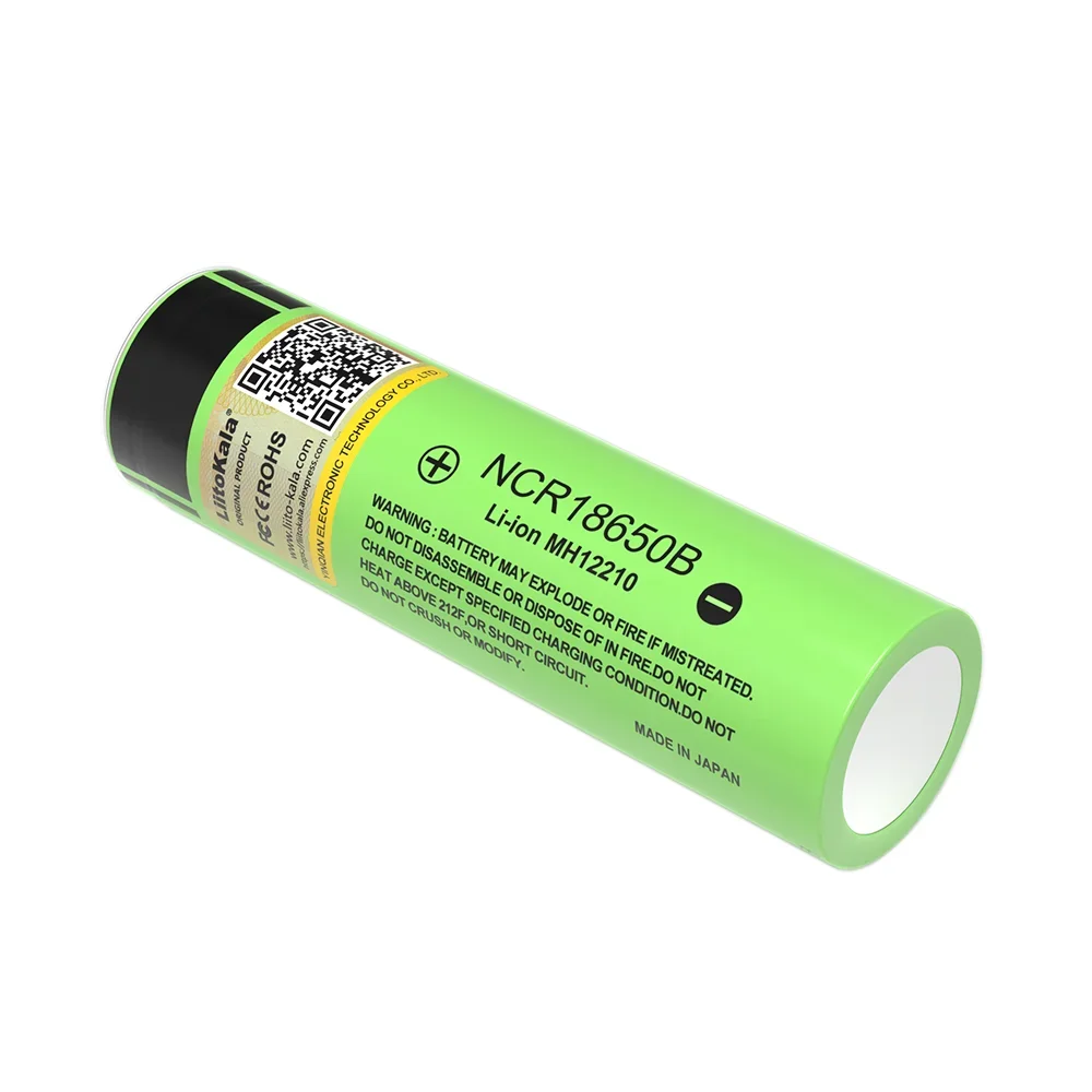 بطارية ليثيوم LiitoKala قابلة لإعادة الشحن مع بطاريات مصباح يدوي مدببة ، أصلية ، NCR18650B ، من من من دون أي بي سي