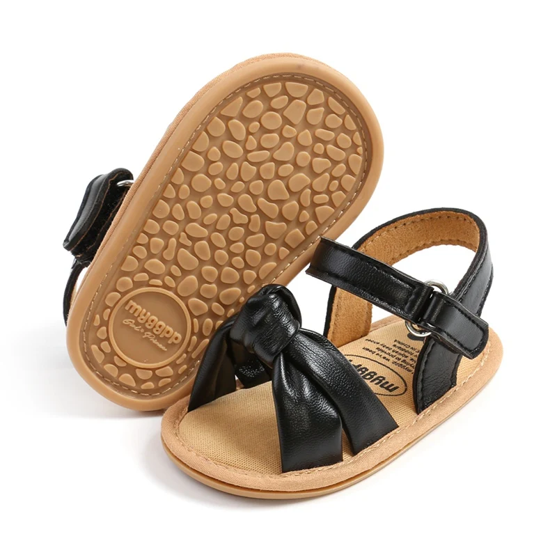 Cute and Comfy: Summer Sandals for Baby Girls with Soft Rubber Soles and PU Bow Detailing (0-18 Months)