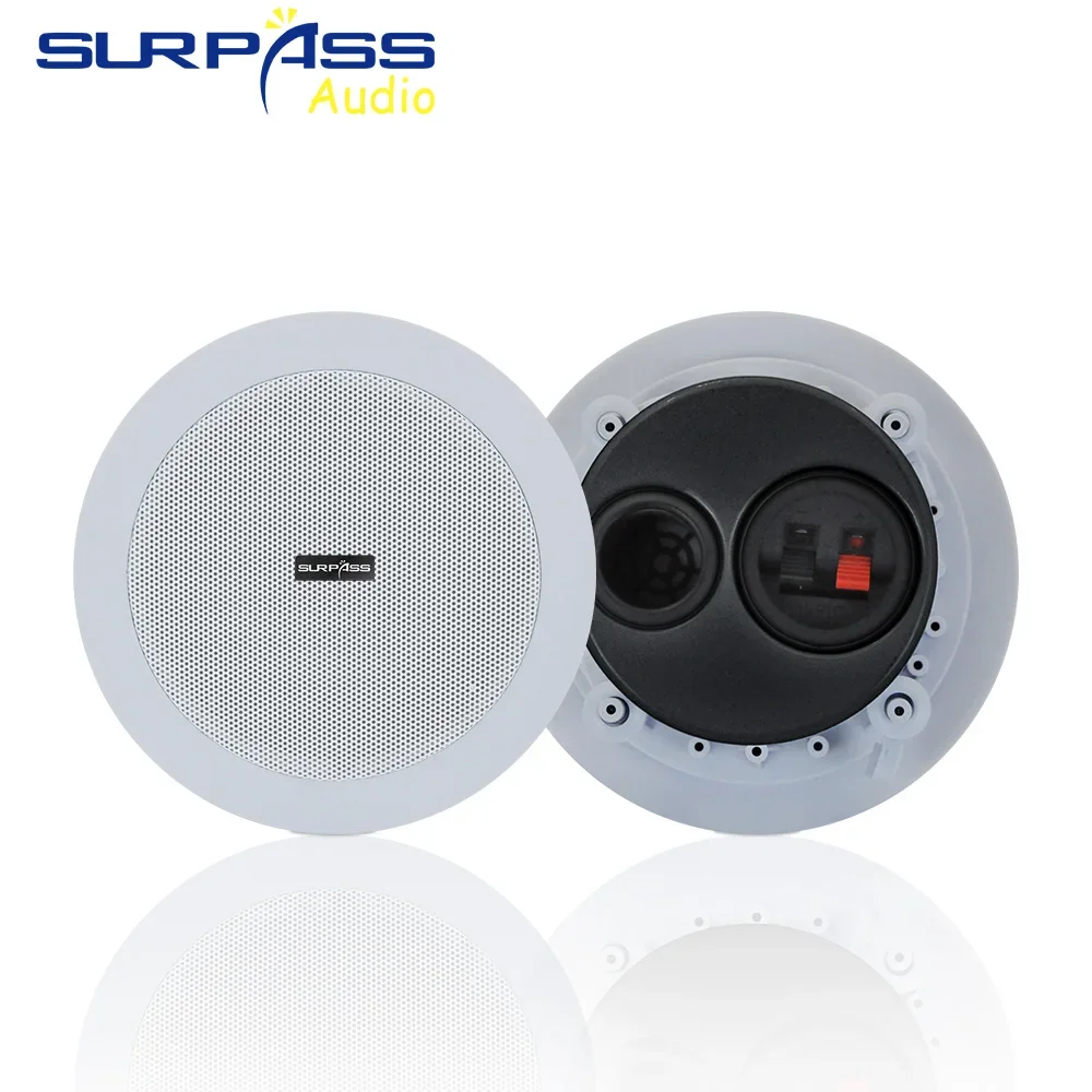 Home Theater Sound System 5 Inch 8 Ohm 20W Ceiling Speaker Moisture-Proof In Wall Ceiling Speaker  ABS Material with Back Cover