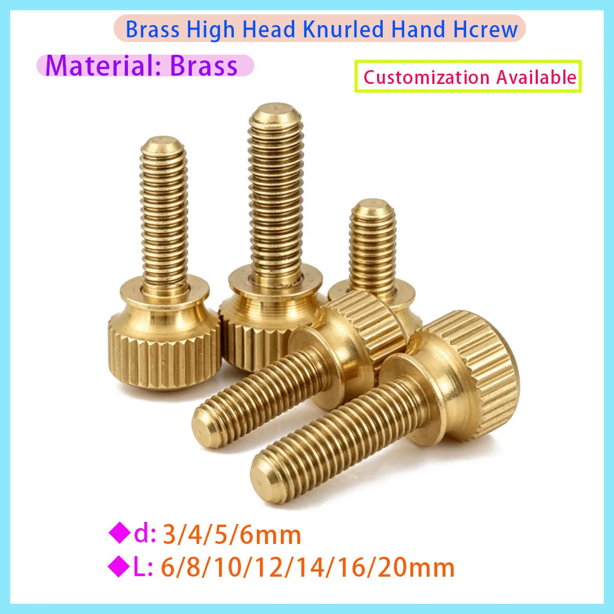 M3 M4 M5 M6 Brass Step Finger Screw Double Rolled Flower Grip Tool, Suitable for PC Water-cooled GPU Bracket Server