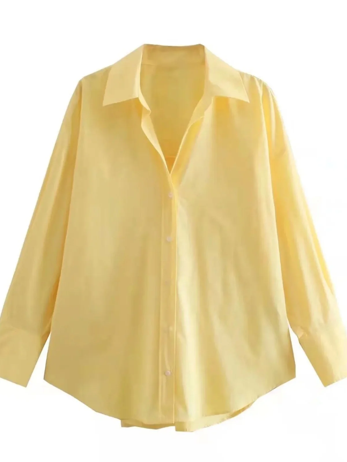

Color Single Breasted Long Sve irt Street Sle Loose Fit Pure Color Spring Faion Women's T-irt