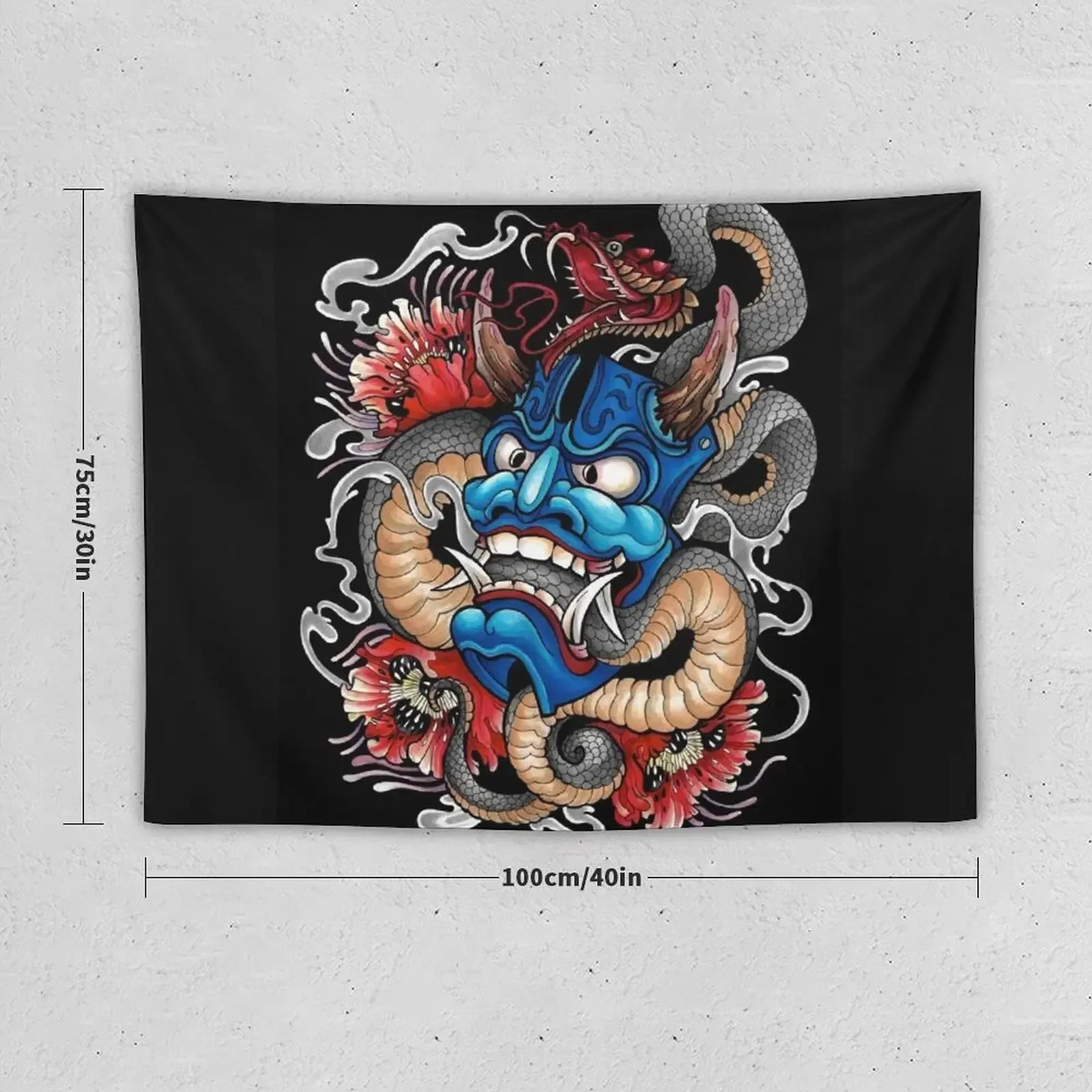 Hannya Japanese Tattoo Art Tapestry Wall Hanging Room Decorations Aesthetics Room Decor Korean Style Tapestry