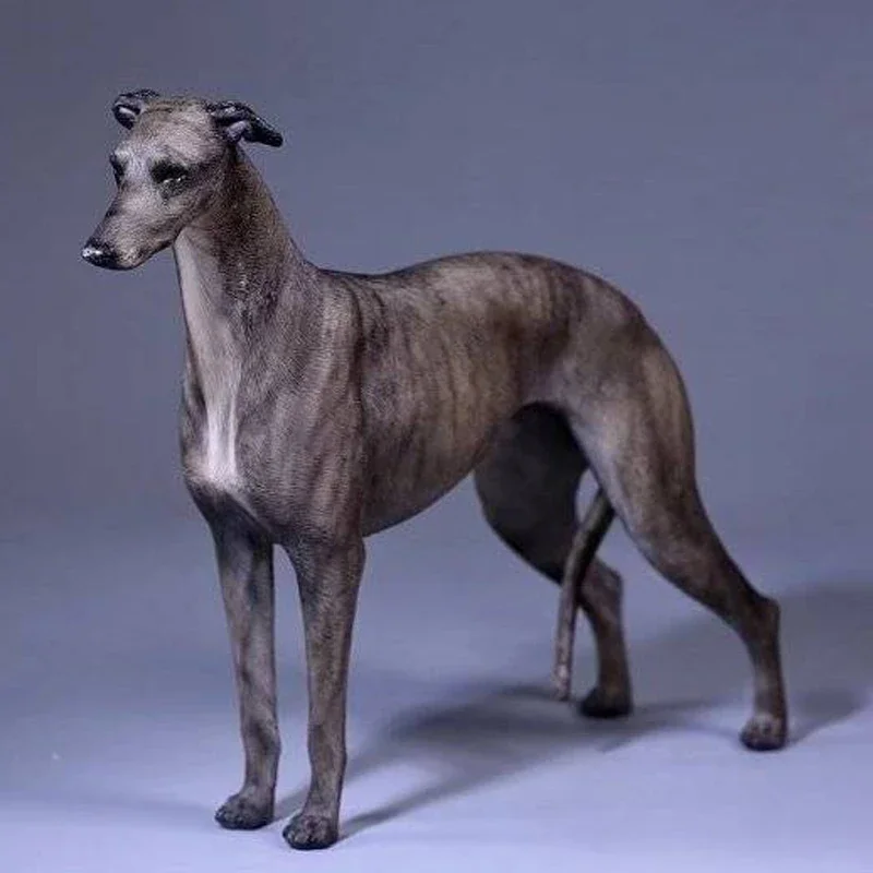 Mnotht 1/6 Greyhound Carve Model With Collar+Chain Simulation Animal Dog Sculpture Model For 12in Action Figures Soldier Toy