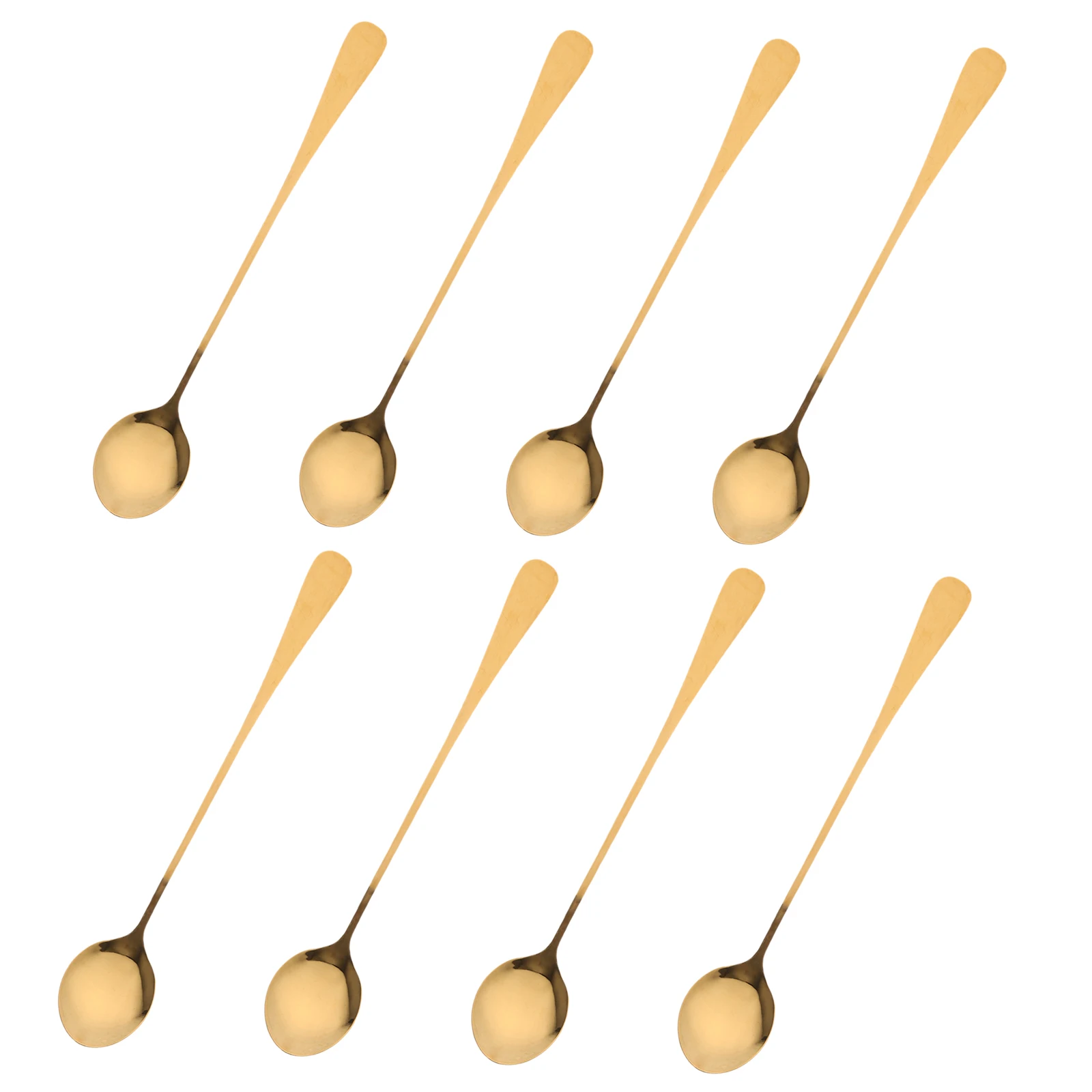 

8Pcs Gold Coffee Stirring Spoons Stainless Steel Long Handle Teaspoons for Espresso Cocktail Dessert Ice Cream Cake Fruit