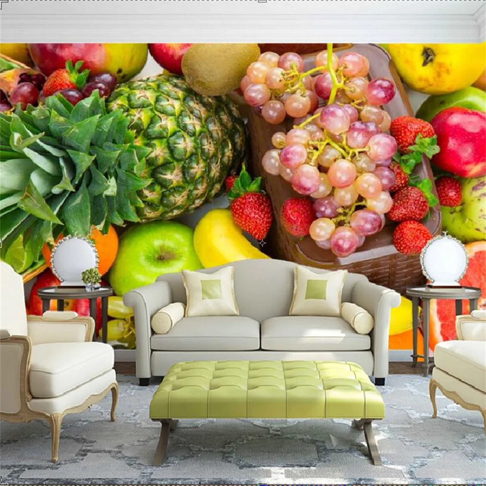 Custom Mural 3d Wallpaper Kitchen Fruit Shop Restaurant hotel Background Wall Decor Fruits Vegetables wallpapers home decor Обои