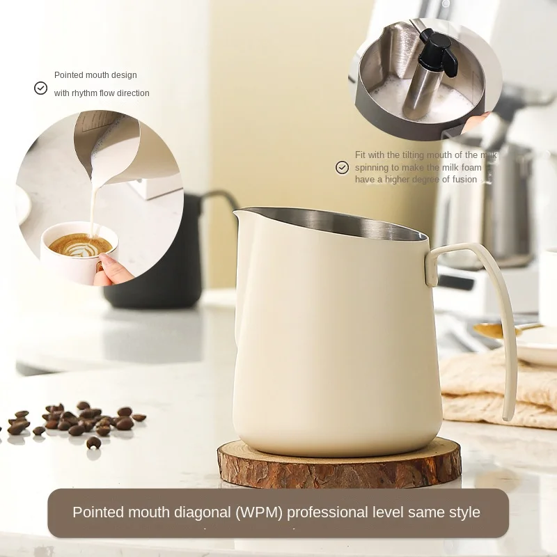 New Professional Slanted Mouth Milk Creamer Frothing Pitcher Stainless Steel Milk Foam Cup With Scale Latte Steam Coffee Cup