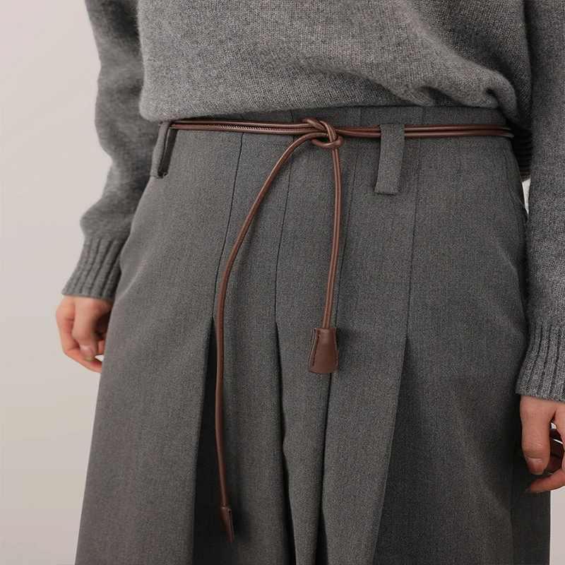 New Thin Sheepskin rope Belt Women Fashion Decorative Knotted Waist Rope Skirt Decorative Coat Sweater Strap