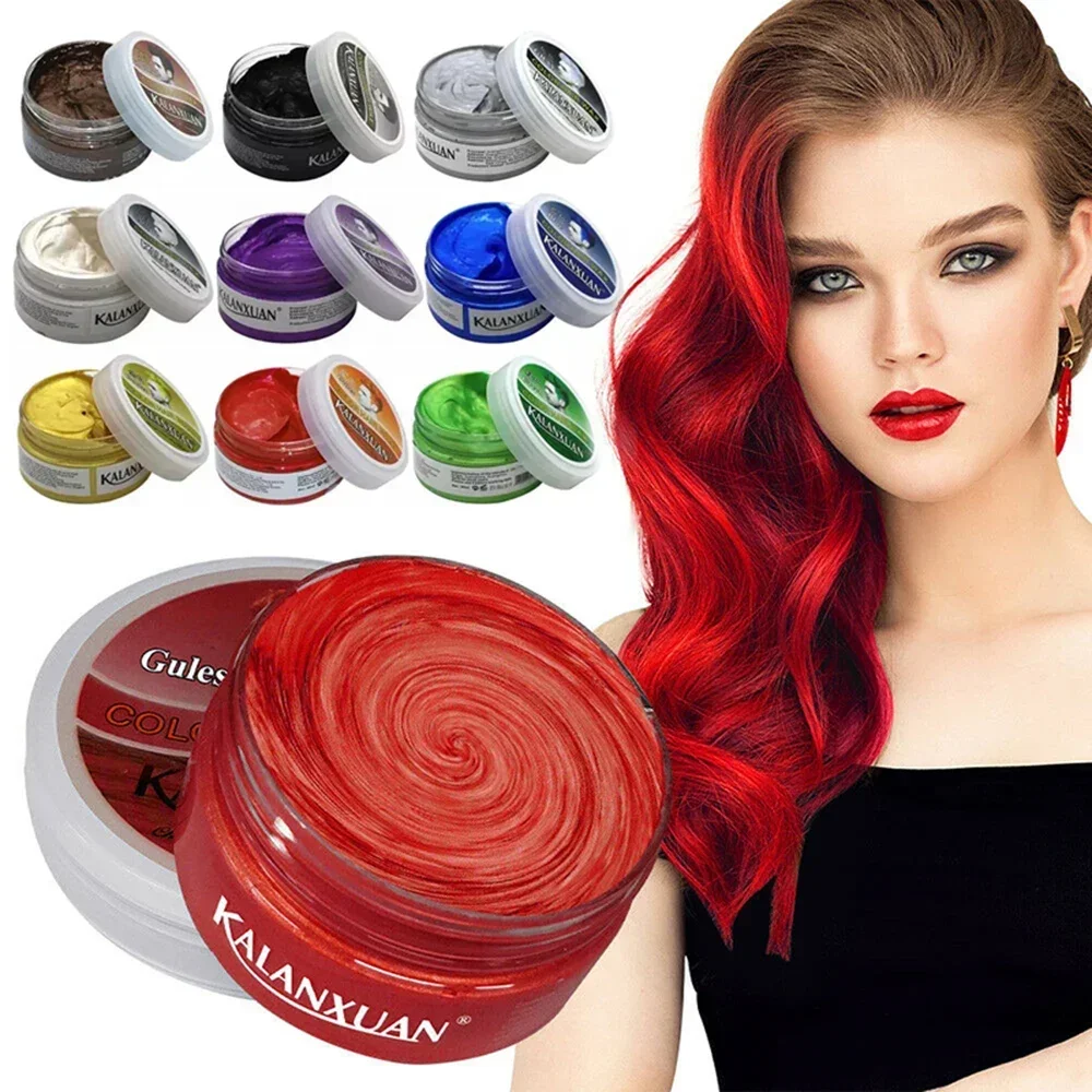 

Disposable Hair Coloring Mud Multicolored Hair Dye Cream Non-Greasy Styling Wax Washable Convenient Coloring Mud Hairstyle Tool