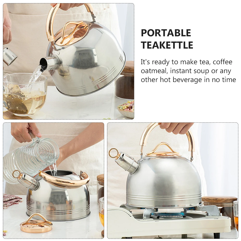 

Sterling Stainless Steel Whistling Teakettle Large Capacity Portable Household Sounding Kettle Boiling Water Pot