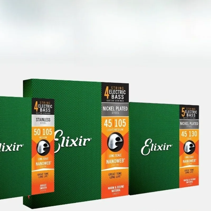 Elixir 4 & 5 String Electric Bass Strings, Nickel Plated Stainless Steel Wrap Wire, Professional Bass Guitar Accessories