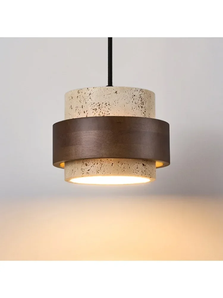 Led hanglamp slaapkamer naast kroonluchter klein steen licht hout walnoot kleur hangende verlichtingsarmatuur retro bar restaurant - afbeelding 2