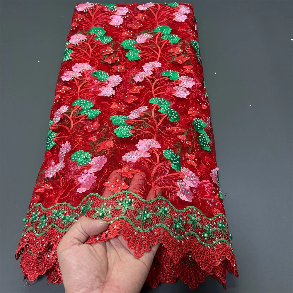 أحدث أقمشة الدانتيل الأفريقي 2025 جودة عالية، أقمشة بالمتر، ترتر، تول، فساتين زفاف، تطريز، شبكي، قماش، 5 ياردات