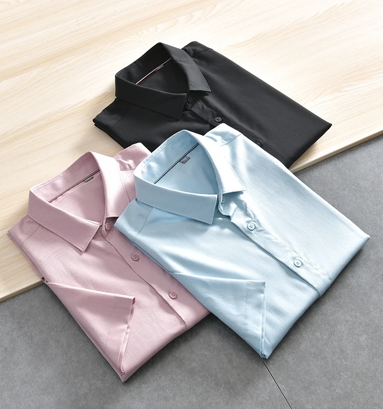 

Men's Summer Thin Breathable Casual Short Sleeve Shirt Business Pure Color Standard Fit Fashion Urban Style Youth Shirt