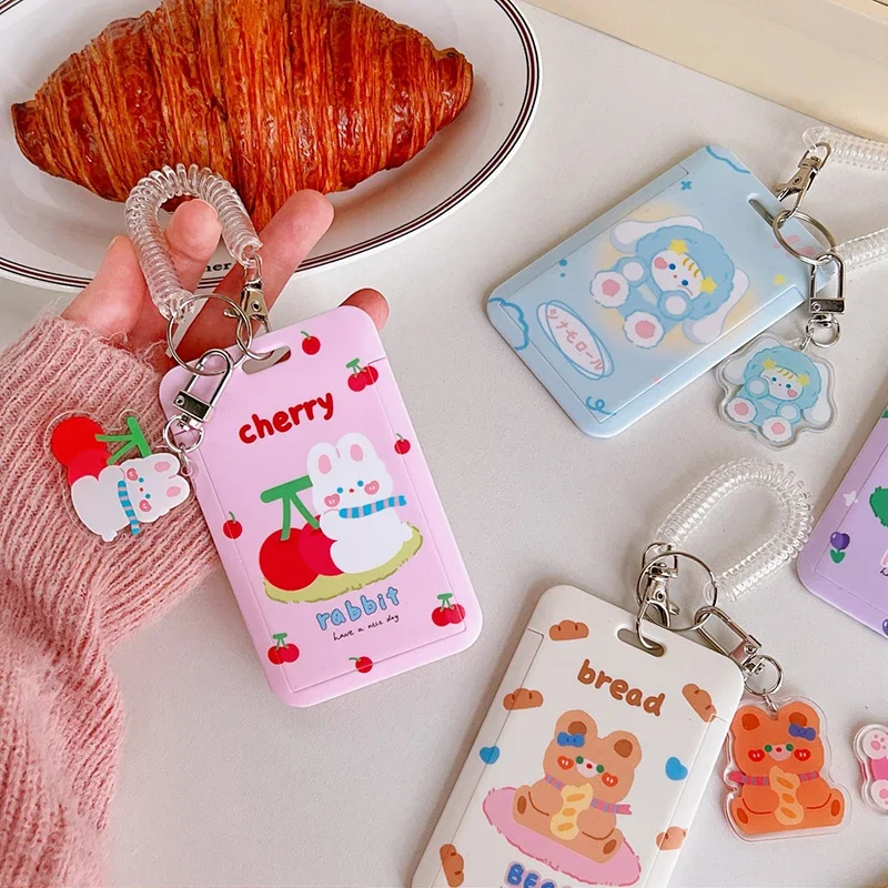 Cute Cartoon Card Holder Kawaii Business ID Credit Bank Card Case Photocard Holder Protective Case Card Cover Portable Keychain