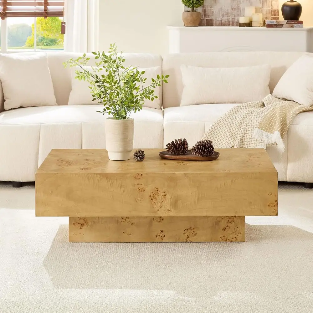 

Vintage Wooden Accent Coffee Table for Living Room, Easy Assembly, Natural Finish