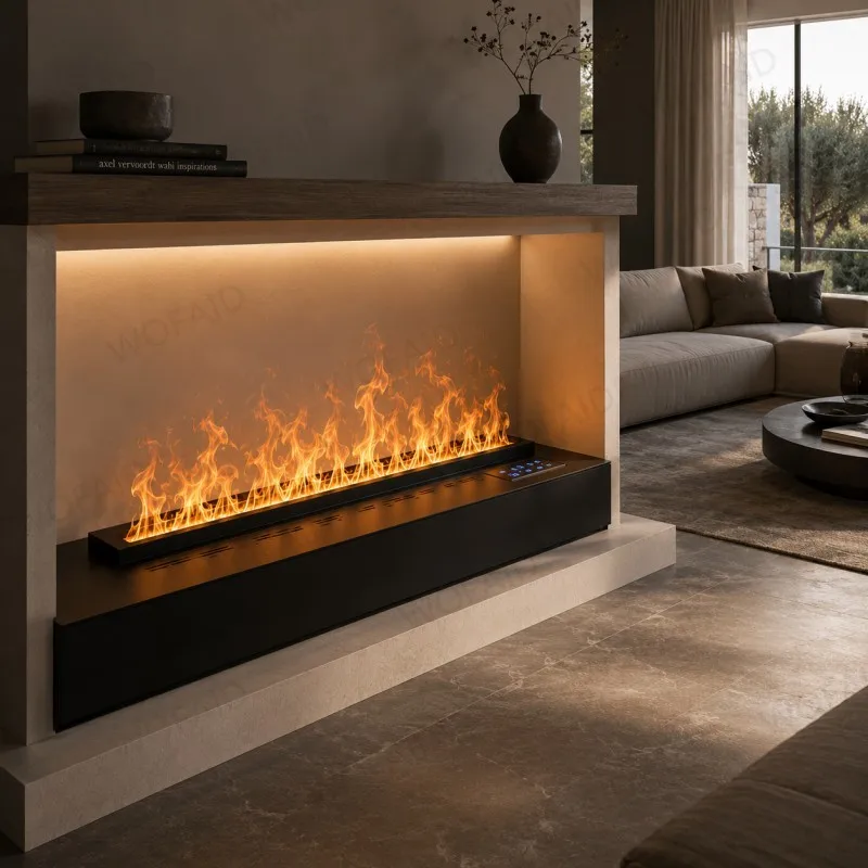 WOFAID 3D Water Vapor Electric Fireplace Colorful Mist Flame Fire-Risk-Free Smart Indoor Fireplace for Living Room Home Decor