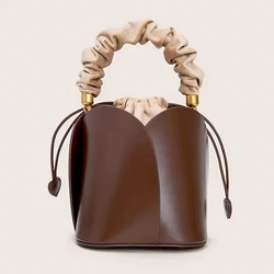 Luxury High Quality Flower Petal Bucket Bag Fashion Genuine Leather Shoulder Handbags For Women