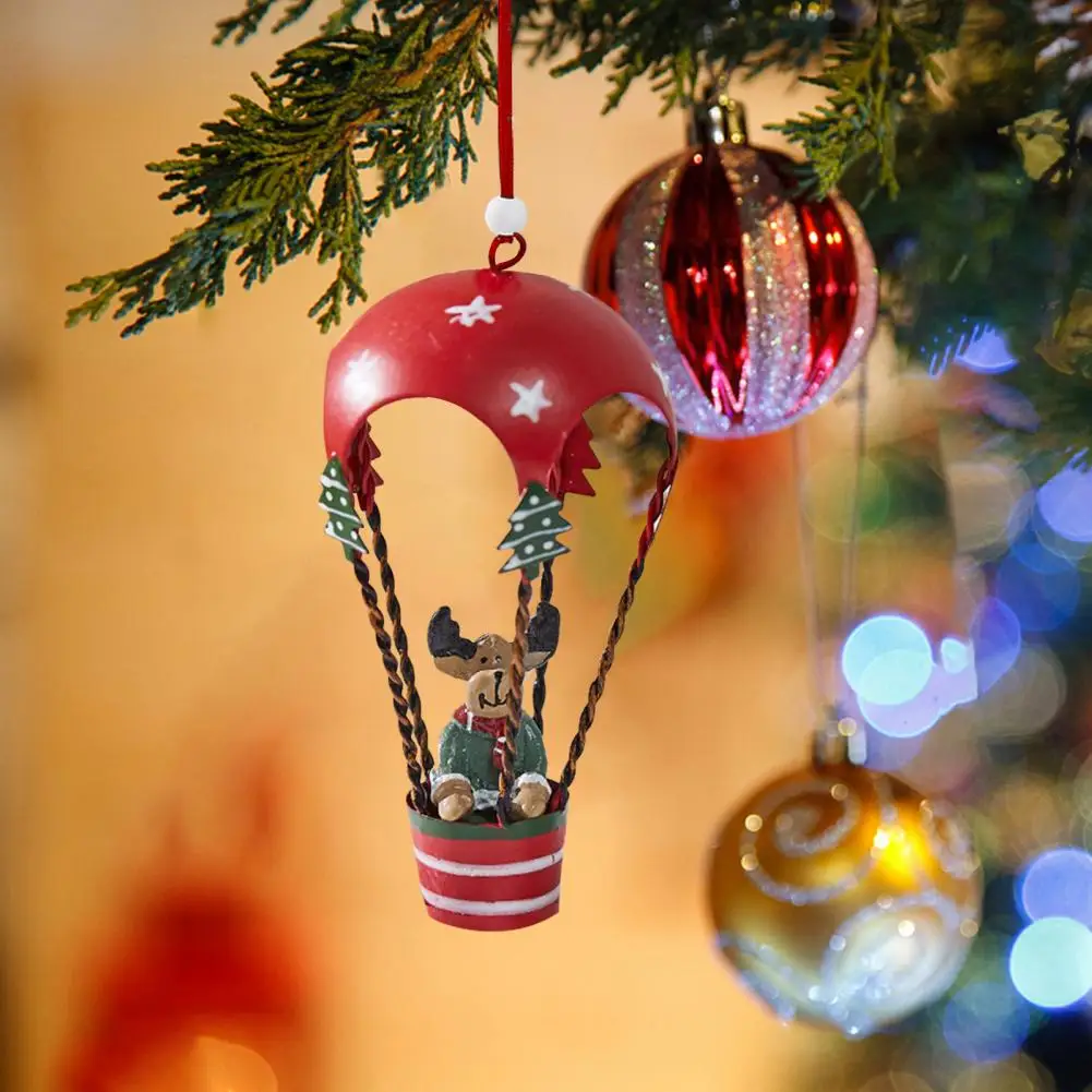 Retro Style Ornament Long-lasting Decoration Festive Hot Air Balloon Christmas Ornaments Wrought Iron for Home for Holiday