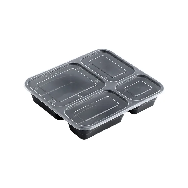 Custom Disposable Fast Food Box Three-Compartment Rectangular Four-Compartment Packing Box Thickened Meal Bento Box Five