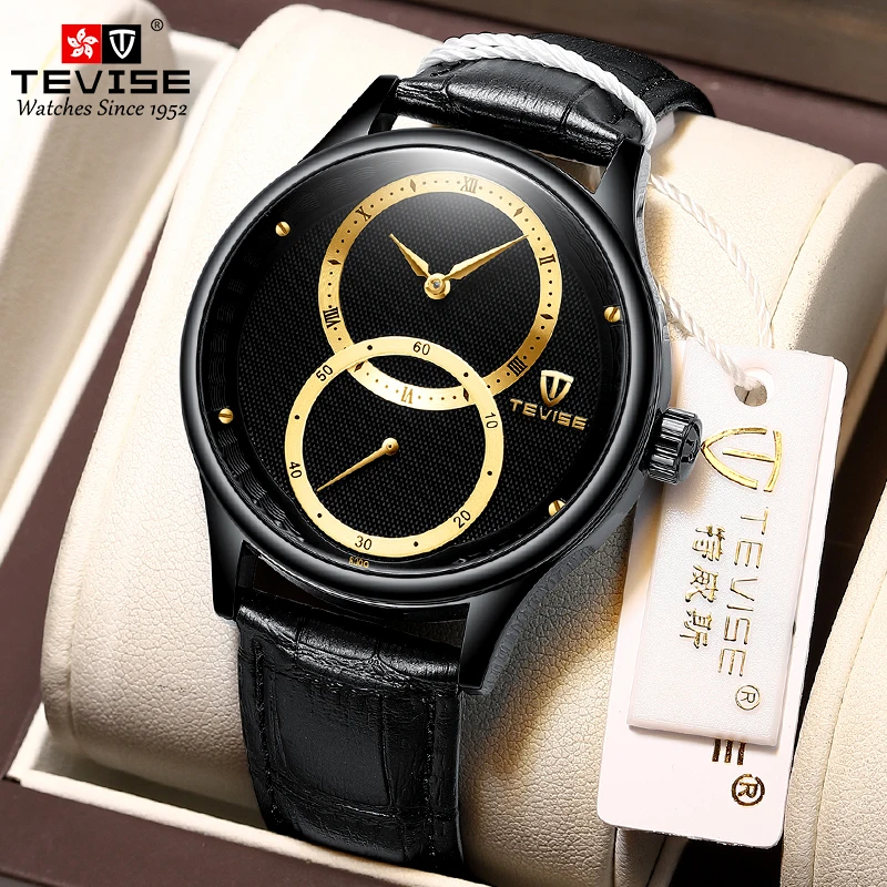 TEVISE T820C Automatic Mechanical For Men Waterproof Leather Luminous Business&Fashion Sports Stainless Steel Wristwatch