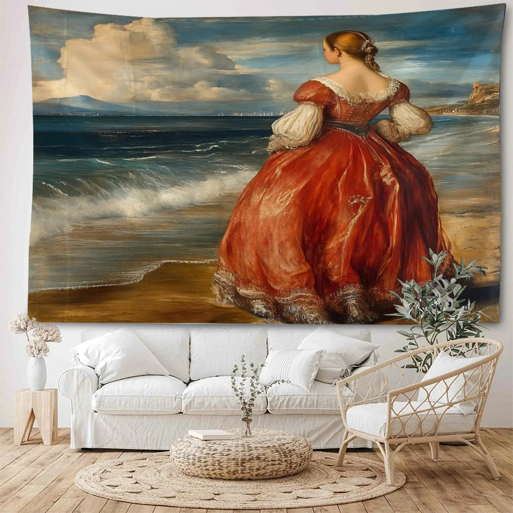 تقدير اللوحات الشهيرة، صورة فتاة، منظر خلفي لفتاة، زخرفة خلفية للنساء والأطفال، نسيج