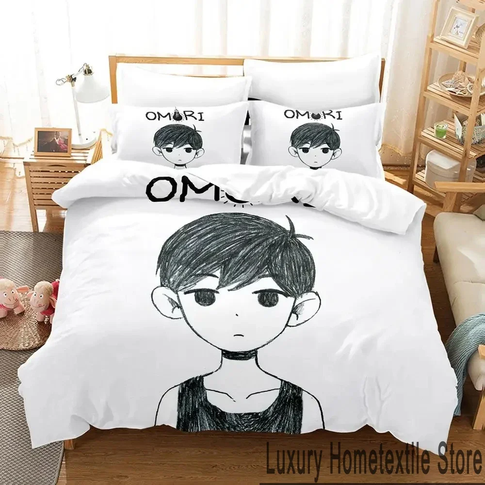 3D Print Anime Omori Bedding Set Boys Girls Twin Queen King Size Duvet Cover Pillowcase Bed boys Adult Home Textileextile