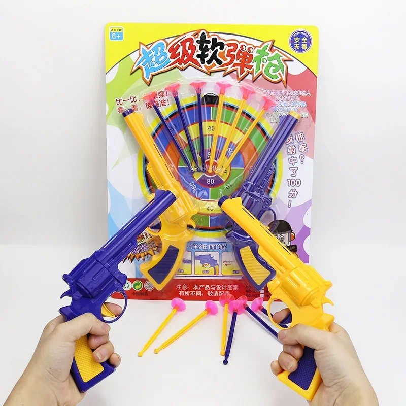 Set voorschoolse jongens kinderen interactief schietspeelgoed pistool educatief plastic pistool met veilige zachte darts voor ouder-kind plezier