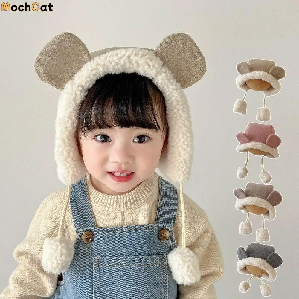 

Мягкая милая шапка с медвежьими ушками, флисовая зимняя детская шапка, теплая толстая шапка для защиты ушей, детская шапка
