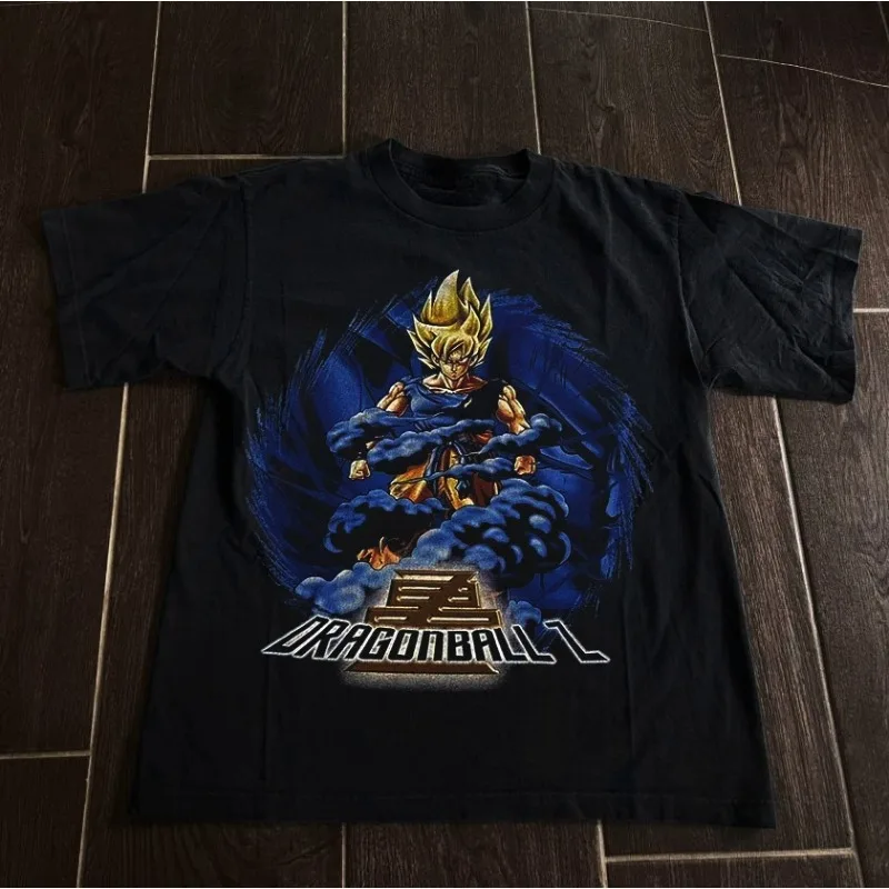 90s خمر لعبة دراغون بول Z رجل جوكو تي شيرت Kamehameha أسود قصير الأكمام سوبر سايان الصيف القطن المرأة تي شيرت الشارع الشهير عادية