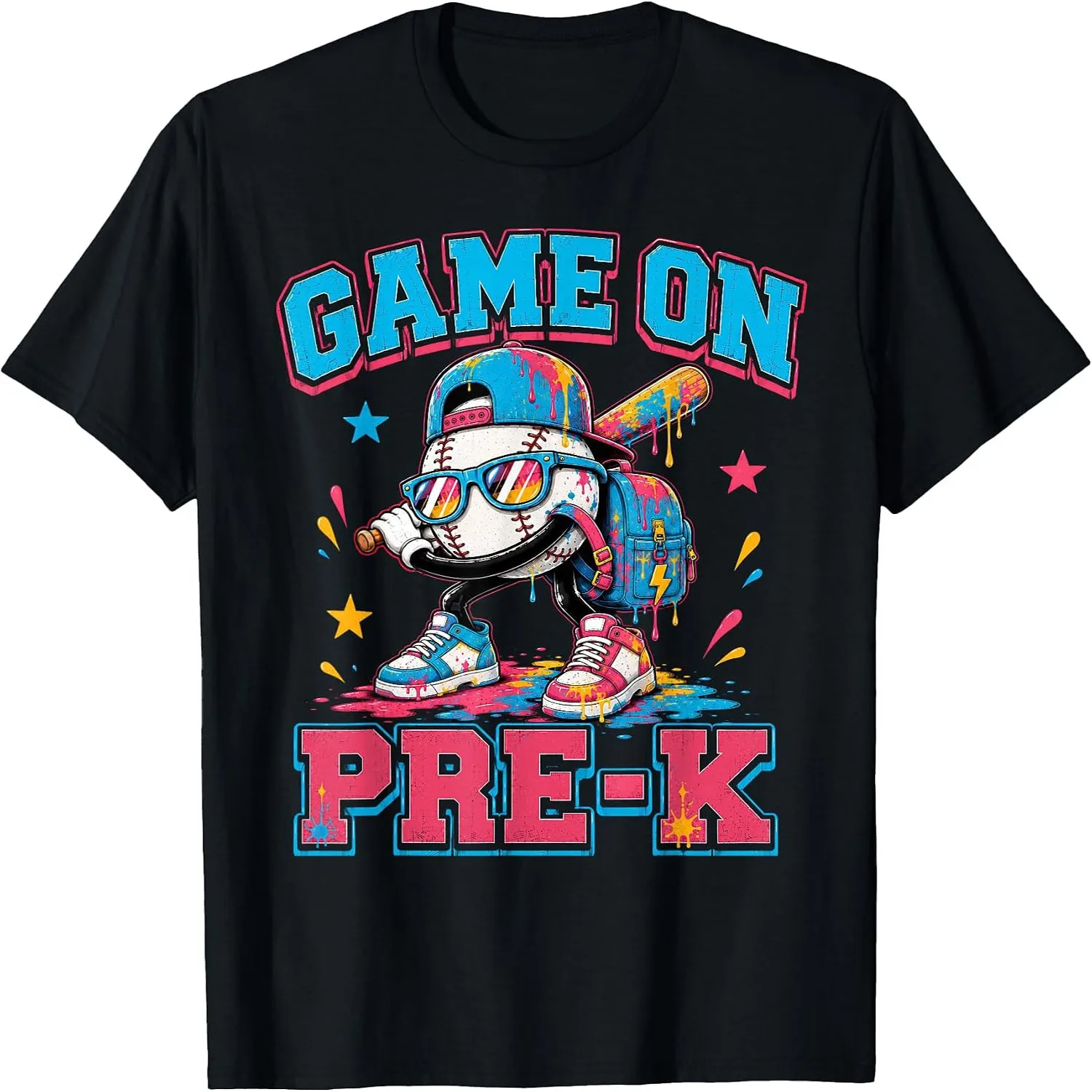 Game On Pre-K Back to School Baseball Drip Preschool Boys T-Shirt