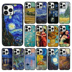 Vincent Van Gogh Star Night Phone Case for iPhone 16 15 14 Pro Max 16 15 14 13 12 Pro 15Plus iphone 11Black Funda Coque Case