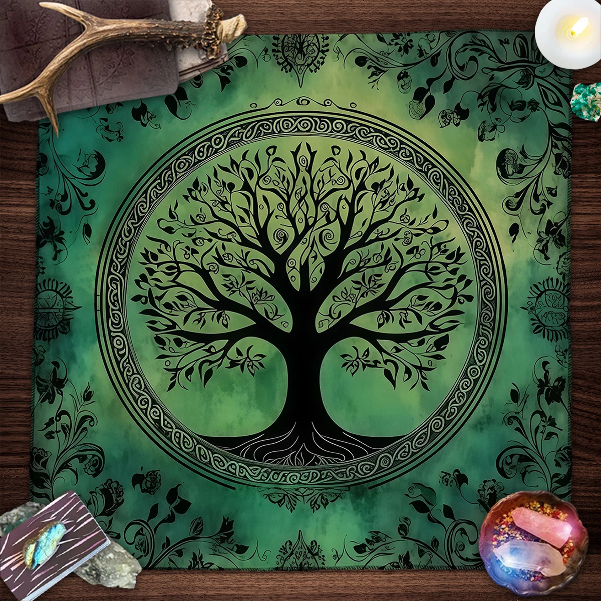 شجرة الحياة بطاقة التارو مفرش المائدة المذبح القماش الساحرة بطاقات التارو العرافة القماش ل التارو حصيرة التارو القماش هدية النوم ديكور