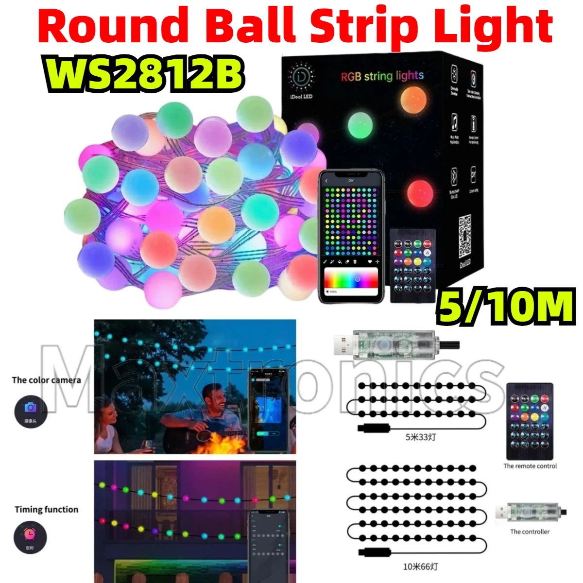 

WS2812B RGB Led Strip Smart APP Dreamcolor Christmas Garland Light Waterproof Holiday Party Curtain Room Led String Fairy Lights