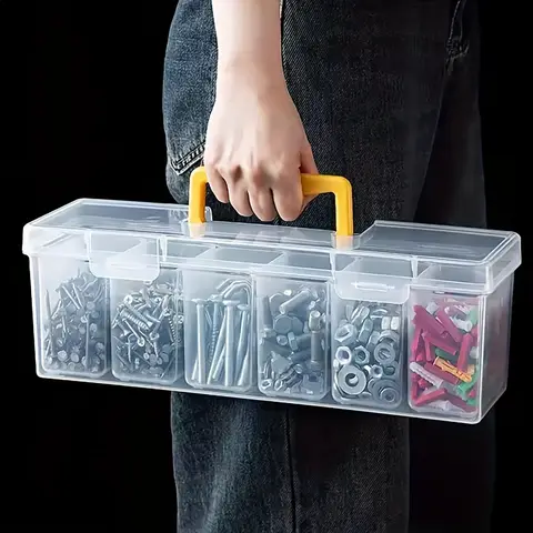 Hardware Tool Storage Box, Multi-Compartment Transparent Tool Organizer, Screw and Accessory Sorting Box, Household Screw
