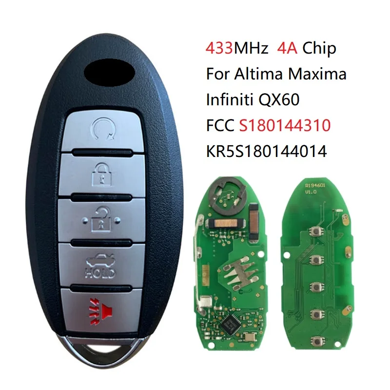 

CN027065 S180144310 Smart Control For Altima Maxima Infiniti 2015-2019 Remote Car Key KR5S180144014 433MHz PCF7953M 4A Chip