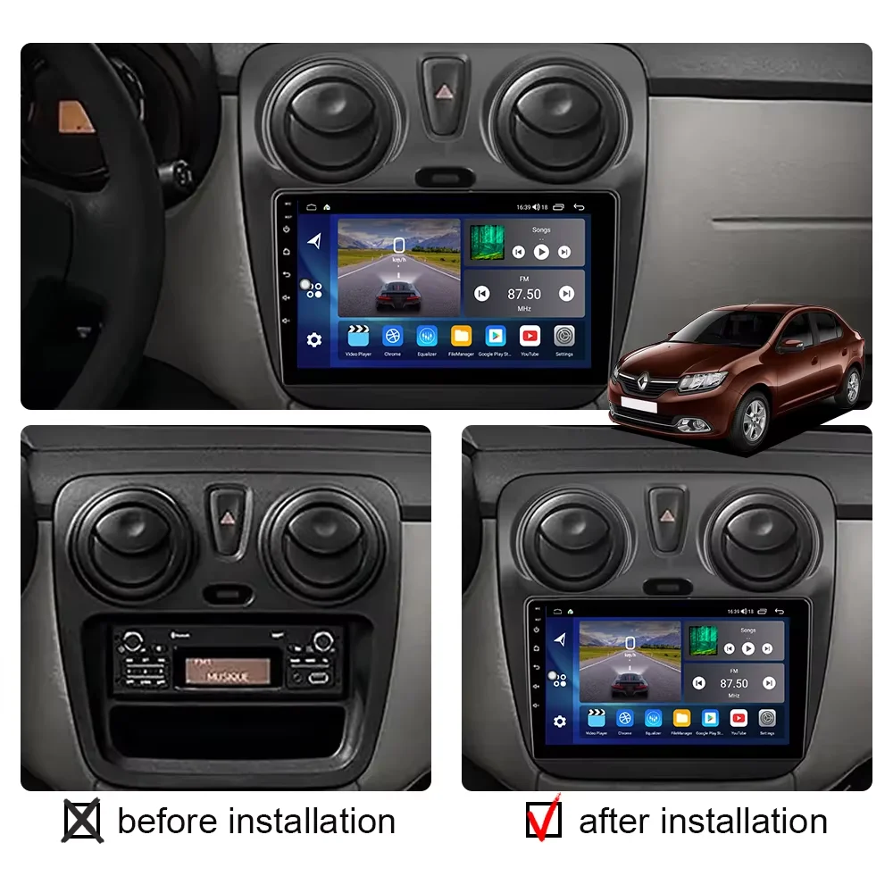 Android 16 For Renault Logan 2 2012 - 2022 Sandero 2 2013 - 2022 Car Radio Multimedia Video Player Navigation stereo GPS