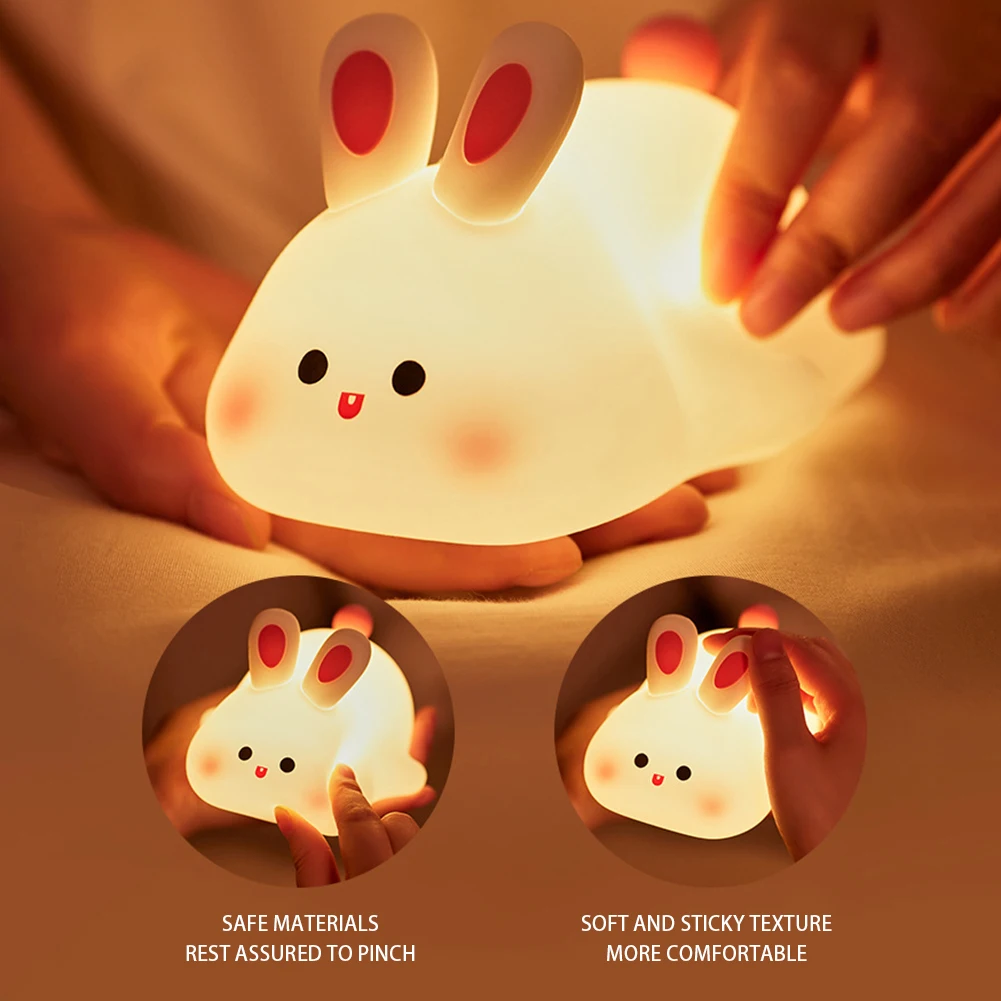 Portable Big-faced Bunny Nightlight Rechargeable Ambience Light For Living Room Bedroom