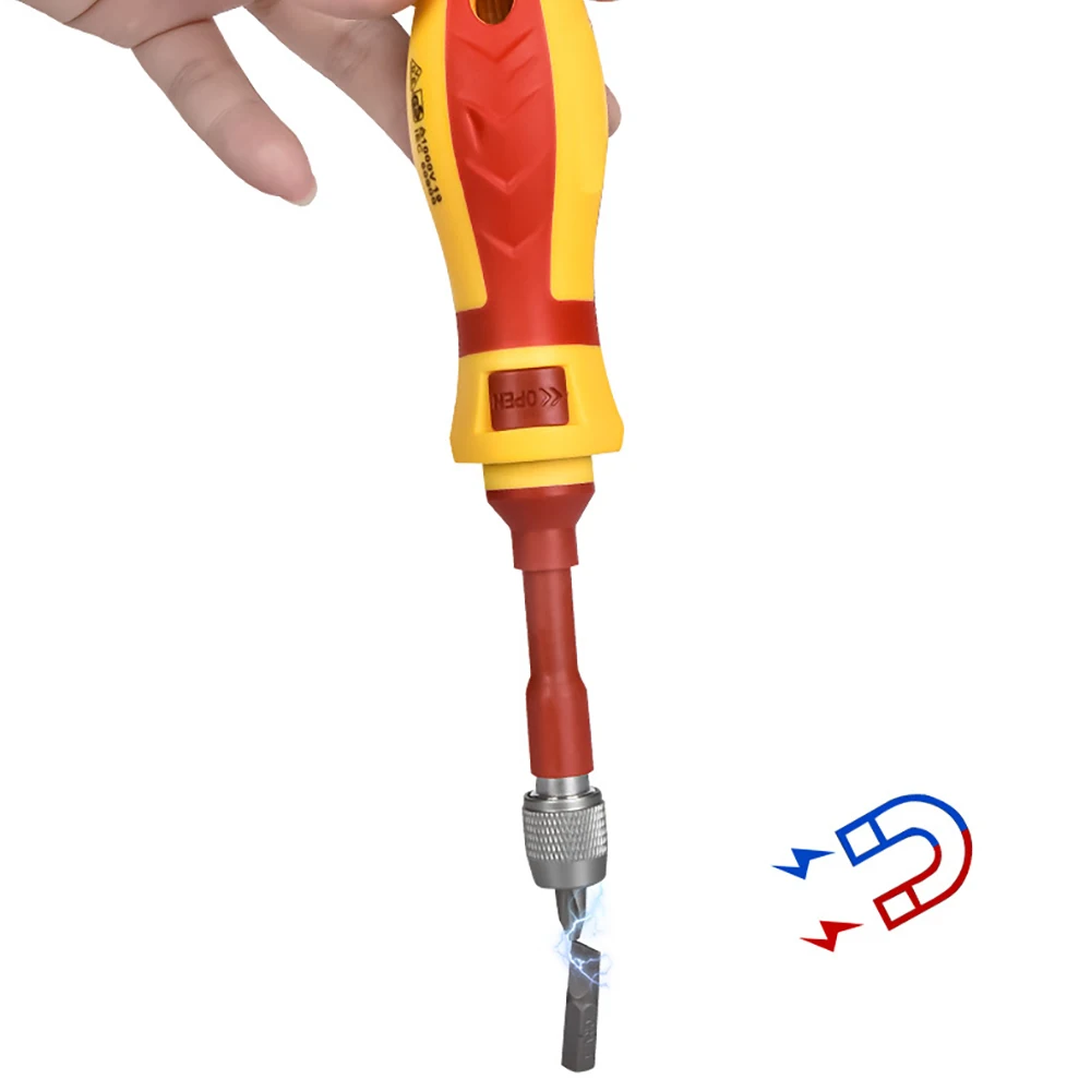Imagem -05 - Conjunto Chaves de Fenda Magnéticas Kit de Ferramentas de Reparação Fenda Magnética Phillips Pozidriv Bits Torx Eletricista 18 em 1000v