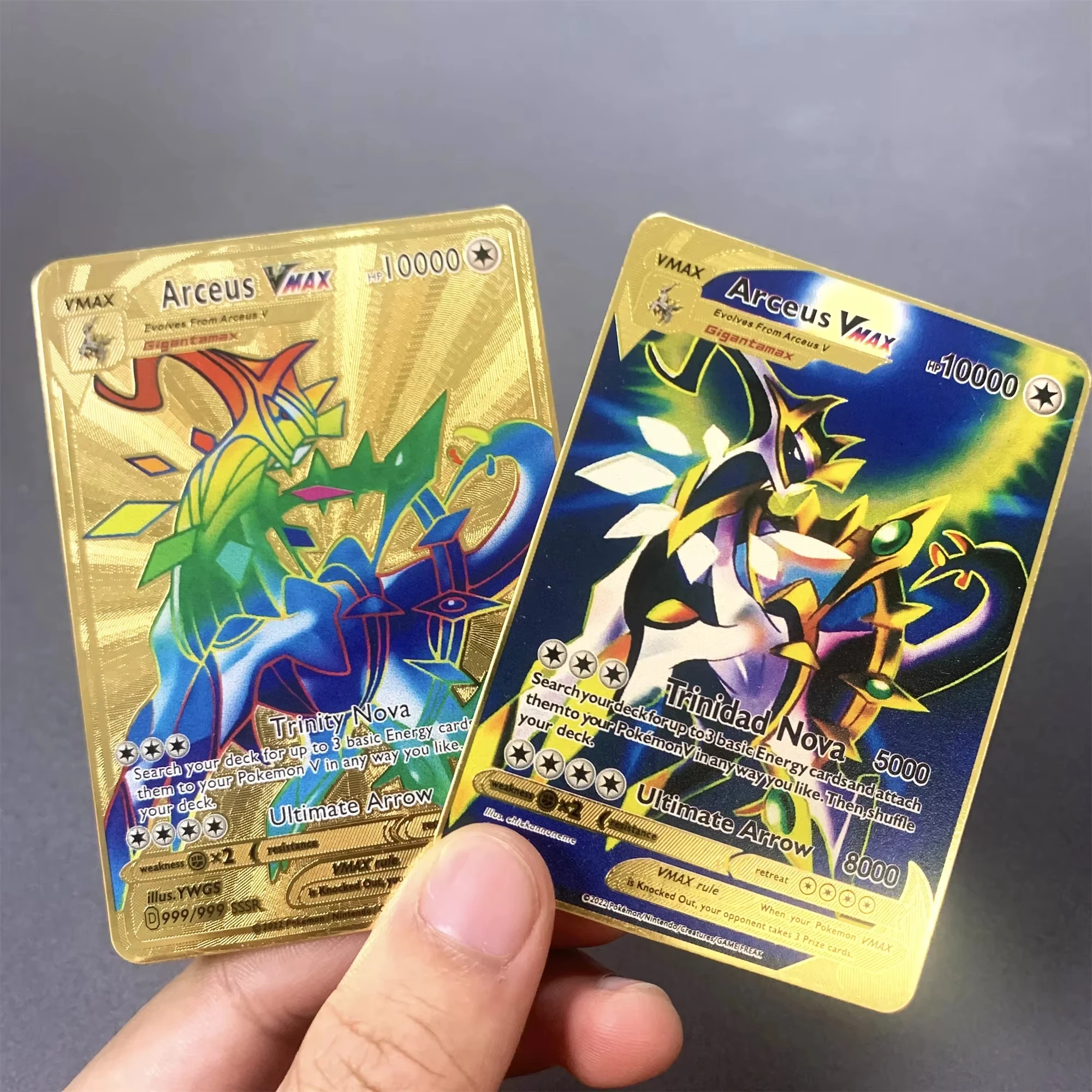 Cartão Metálico Pokémon Charizard Dourado com 999999 Pontos, Cartões Super Metálicos em Inglês, Coleção de Jogos Anime Mewtwo Vmax Mega