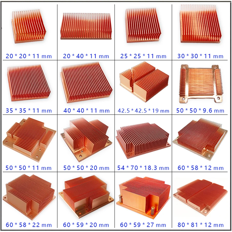 DIY radiator Red copper heat sink chip semiconductor pure copper cooling fin Tec laser LED heat sink memory hard disk heat sink