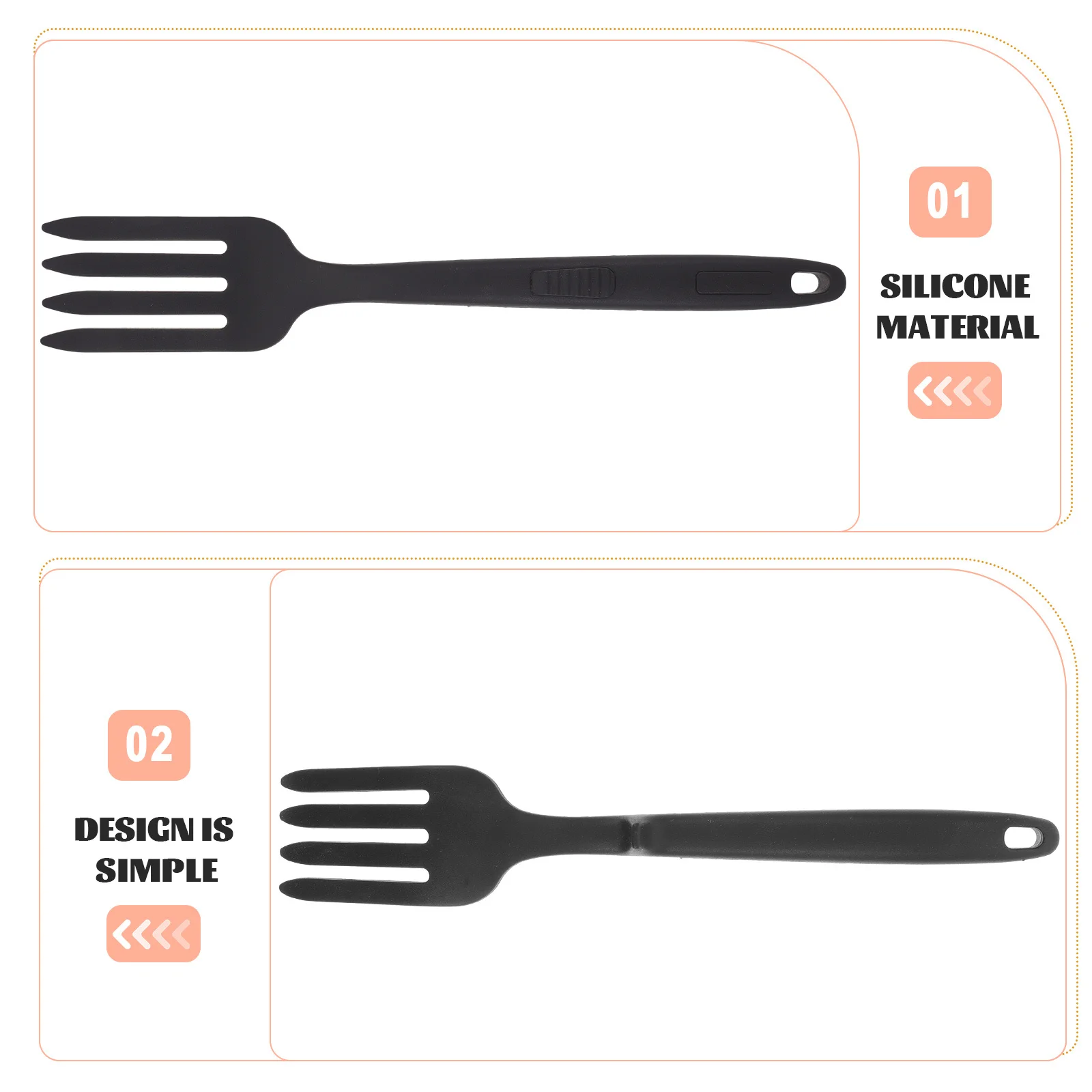 

2Pcs Silicone Cooking Fork Practical Kitchen Utensils Heat Resistant Nonstick Multi-Function Pasta Fork Meat Cooking Utensil