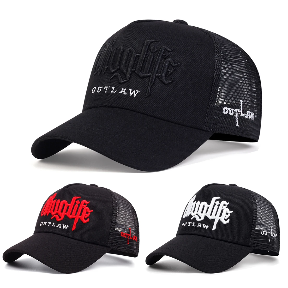 2025 New Riot LIFE Embroidered Men's Casual Breathable Mesh Hat Hip Hop Hat Women's Outing Sports Baseball Hat Sunscreen Hat