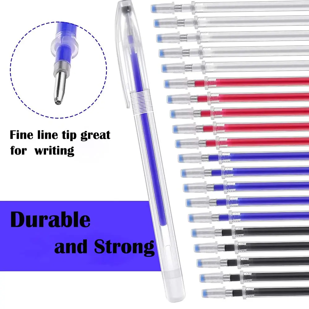 Heat Erasable Pens High Temperature Disappearing Pen Fabric Marking Pens with 20 Erasable Pen Refills for Leather,Fabric