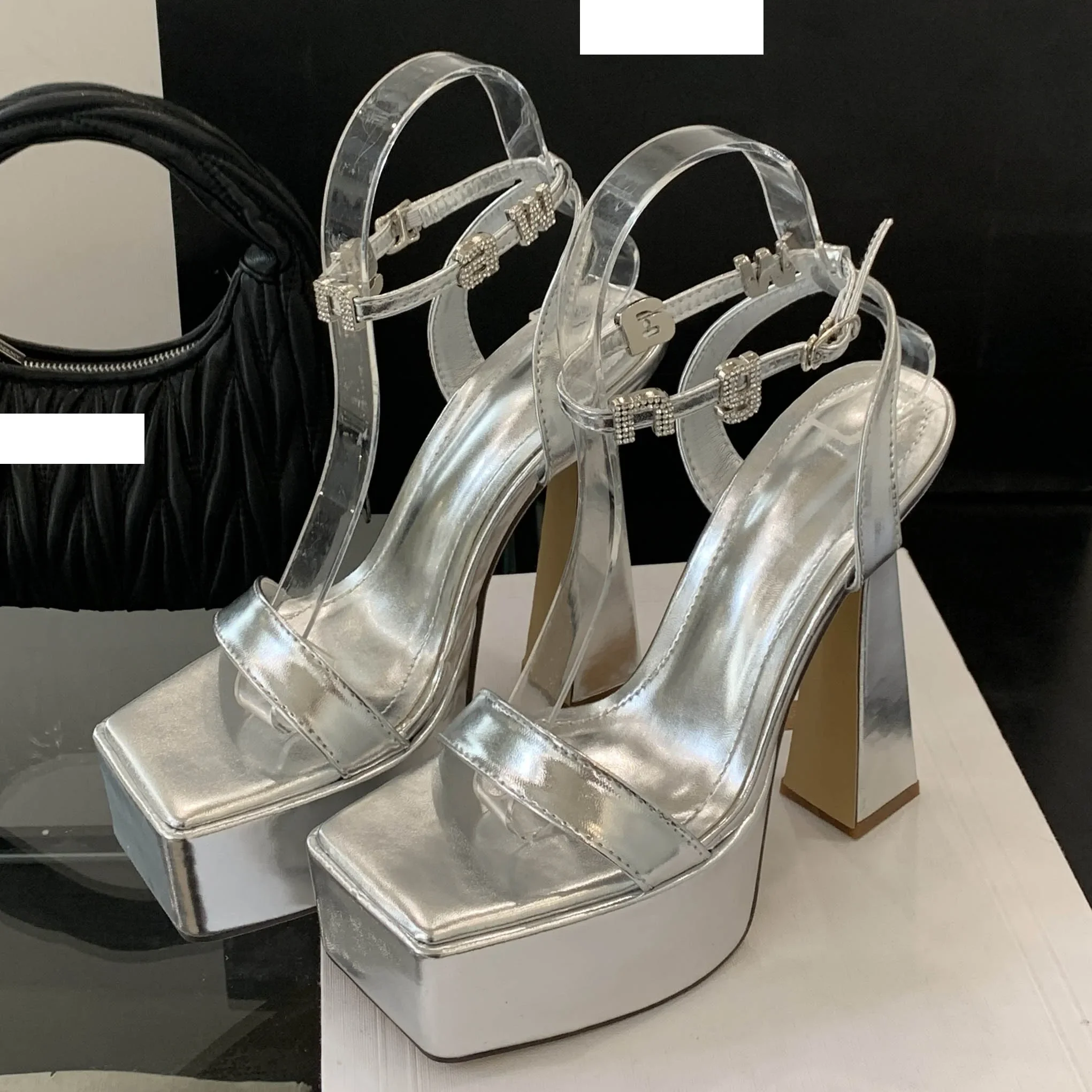Aneikeh Sommer Design Stil Plattform Platz High Heels Schnalle Frauen Sandalen Kristall Stripper Party Schuh Alias De Mujer