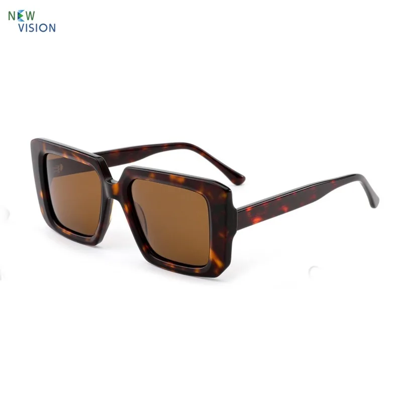 

Женские квадратные черепаховые коричневые ацетатные солнцезащитные очки для уличной моды, мужские персонализированные высококачественные поляризационные солнцезащитные очки для вождения
