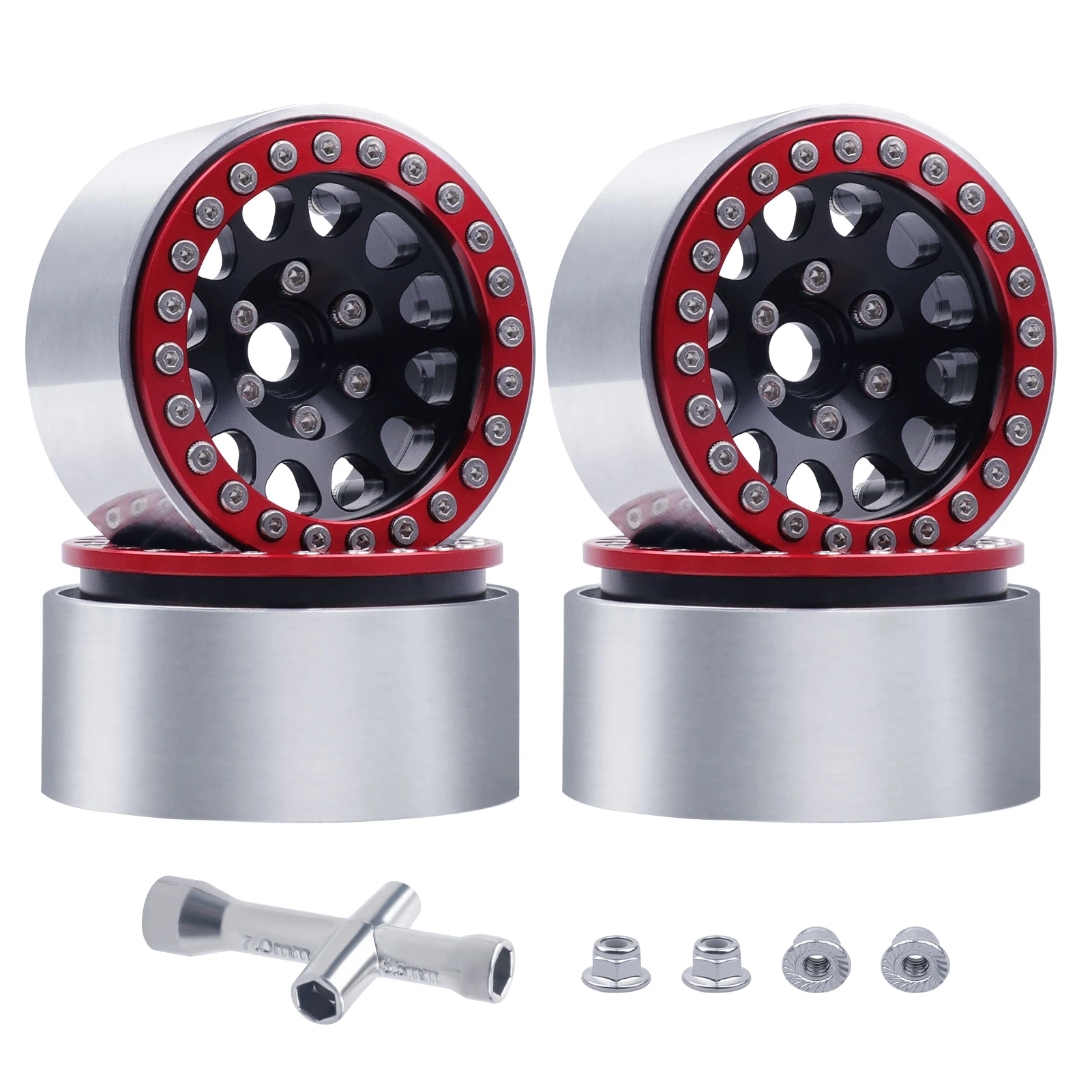 

HobbyPark Aluminum 1.9 Beadlock Wheels for 1/10 Scale RC Crawler, Compatible with Traxxas TRX4 Axial SCX10 Redcat Gen 8 RC4WD