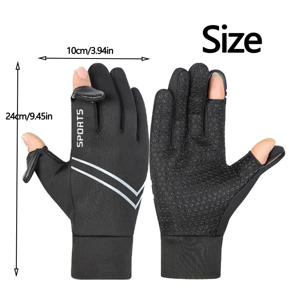 Guantes antideslizantes para ciclismo de invierno, guantes gruesos de doble capa a prueba de viento para pantalla táctil, manoplas cálidas de lana con dedos completos para clima frío