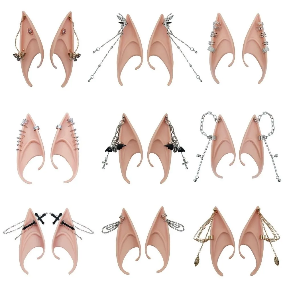 1 paio di orecchie da elfo in lattice creativo croce orecchie finte non forate orecchini da donna con orecchino polsino dell'orecchio gioielli gioco di ruolo