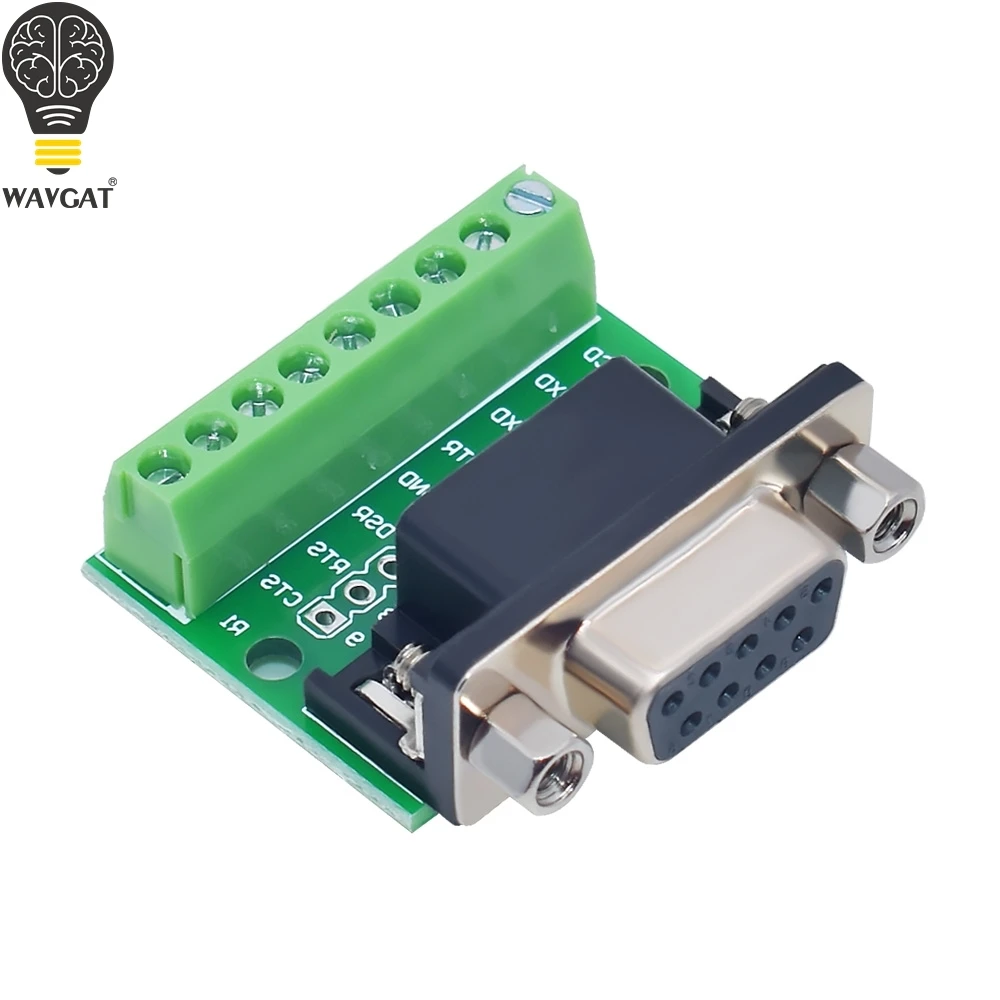 WAVGAT DB9 Male Female Adapter Signals Terminal Module RS232 RS485 Serial To Terminal 9-Pin 9-Hole Connector
