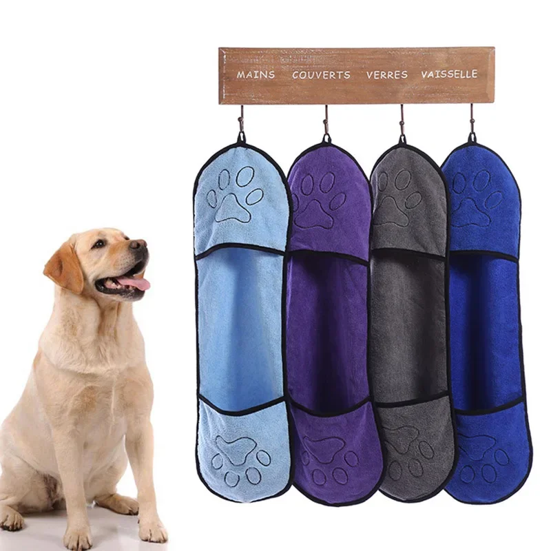 Quick Dry Dog Towel Bath Robe Soft Fiber Absorbent Cat Bath Towel Convenient Pet Cleaning Washcloth Pet Accessories